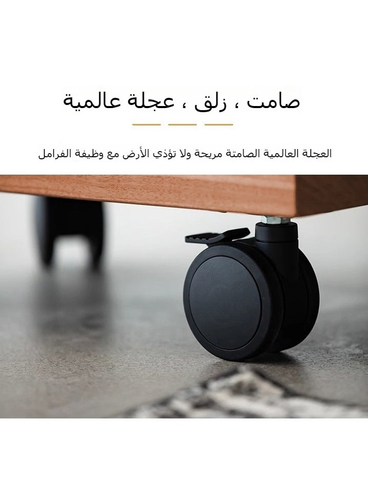 شو وو - طاولة قهوة جانبية للأريكة قابلة للتحريك بارتفاع قابل للتعديل، طاولة جانبية ضيقة على شكل حرف C مع إطار معدني وعجلات، طاولة أريكة للوجبات الخفيفة لغرفة المعيشة وغرفة النوم بجانب السرير - Image 1