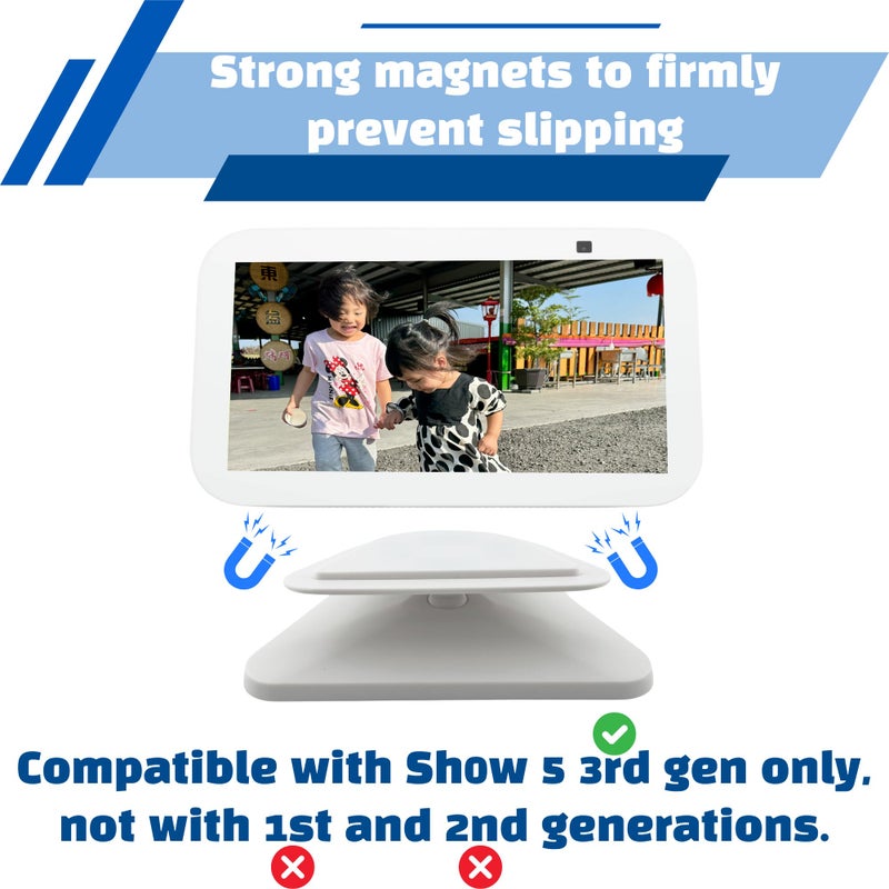 Sintron Stand for Echá´ Shá´w 5 3rd gen, Adjustable Magnetic Stand Holder with 360 Degree Rotation, Swivel & Tilt Function, Anti-Slip Base - White, Compatible with iPhone 12 & Newer Models - Image 2