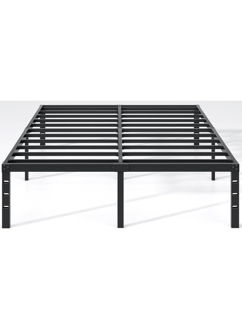 Metal Bed Frame,Queen Size Bed Frame with Storage Space,Heavy Duty Sturdy Mattress Foundation,Easy Assembly,No Box Spring Needed, Black,14 Inch,Queen - Image 1