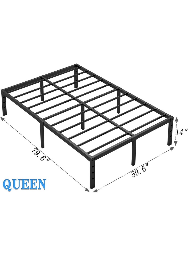 Metal Bed Frame,Queen Size Bed Frame with Storage Space,Heavy Duty Sturdy Mattress Foundation,Easy Assembly,No Box Spring Needed, Black,14 Inch,Queen - Image 3