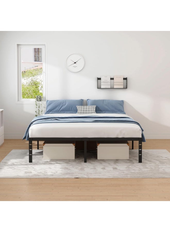 Metal Bed Frame,Queen Size Bed Frame with Storage Space,Heavy Duty Sturdy Mattress Foundation,Easy Assembly,No Box Spring Needed, Black,14 Inch,Queen - Image 2