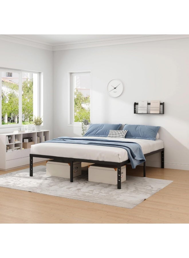 Metal Bed Frame,Queen Size Bed Frame with Storage Space,Heavy Duty Sturdy Mattress Foundation,Easy Assembly,No Box Spring Needed, Black,14 Inch,Queen - Image 4
