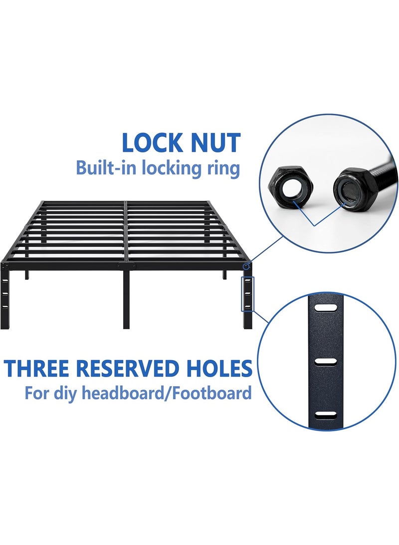 Metal Bed Frame,Queen Size Bed Frame with Storage Space,Heavy Duty Sturdy Mattress Foundation,Easy Assembly,No Box Spring Needed, Black,14 Inch,Queen - Image 5