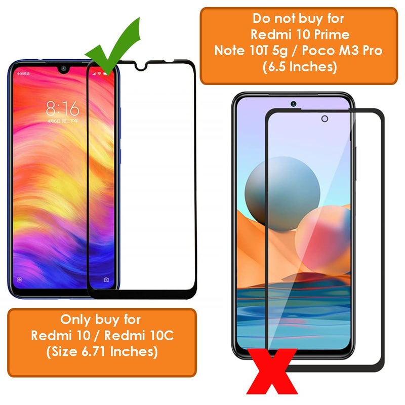 OpenTech ® Military-Grade Tempered Glass Screen Protector Compatible for Xiaomi Redmi 10 / Redmi 10C / Redmi 10 Power with Edge to Edge Coverage and Easy Installation kit - Image 2