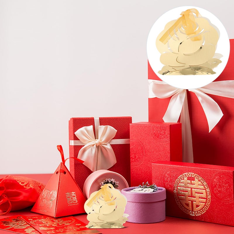 Rose Shaped Hollow Paper Candy Boxes With Lid Gold Reflective Wedding Favor Boxes 20Pcs - Image 5