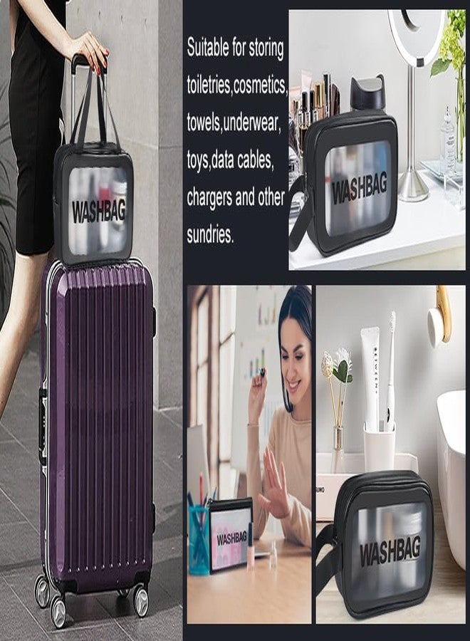 WRINIEY Pouch Women Waterproof Bathroom Washbag Multifunctional Toiletry Kit Large-Capacity Travel Cosmetic Bag Portable (Pack of 3) (Black) - Image 3