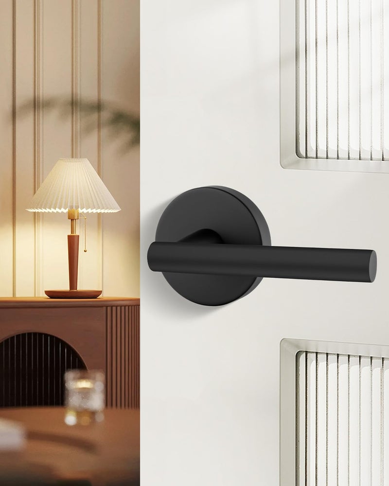 Haidms 6 Packs Black Door Handle Interior, Privacy Door Lever, Bathroom Interior Door Handles for Bathroom and Bedroom, Heavy Duty Matte Modern Style - Image 2