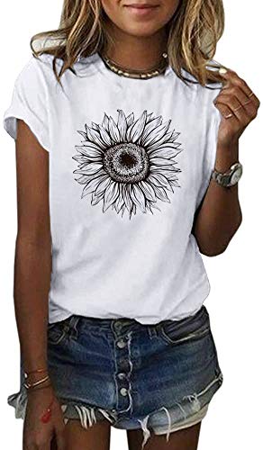 Cicy Bell Women's T Shirts Short Sleeve Tees Sunflower Graphic Loose Summer Tops - Image 5