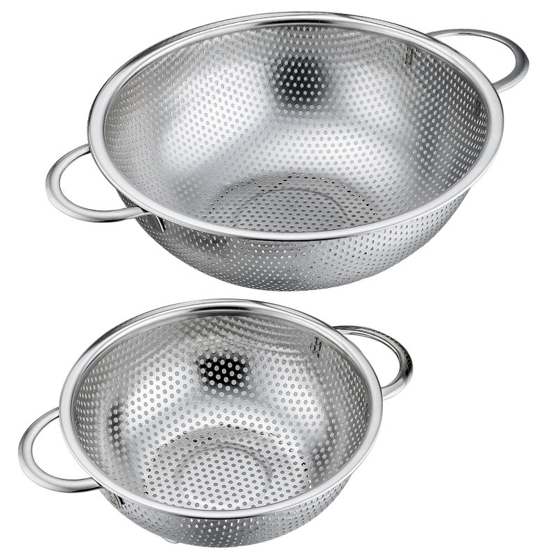 P&P CHEF PP CHEF Stainless Steel Colander MicroPerforated Food Strainer with Handle for Washing Draining Great for Pasta Fruits Vegetables Dishwasher Safe Healthy 1 3 Qt 2Pcs - Image 2