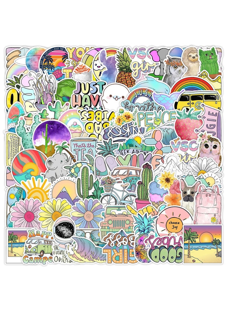 قوس قزح أورينبو 100 قطعة من ملصقات زجاجات المياه المصنوعة من الفينيل المقاومة للماء وملصقات الجمالية والكمبيوتر المحمول والهاتف وملصقات التزلج للأطفال والمراهقين والبالغين - Image 1