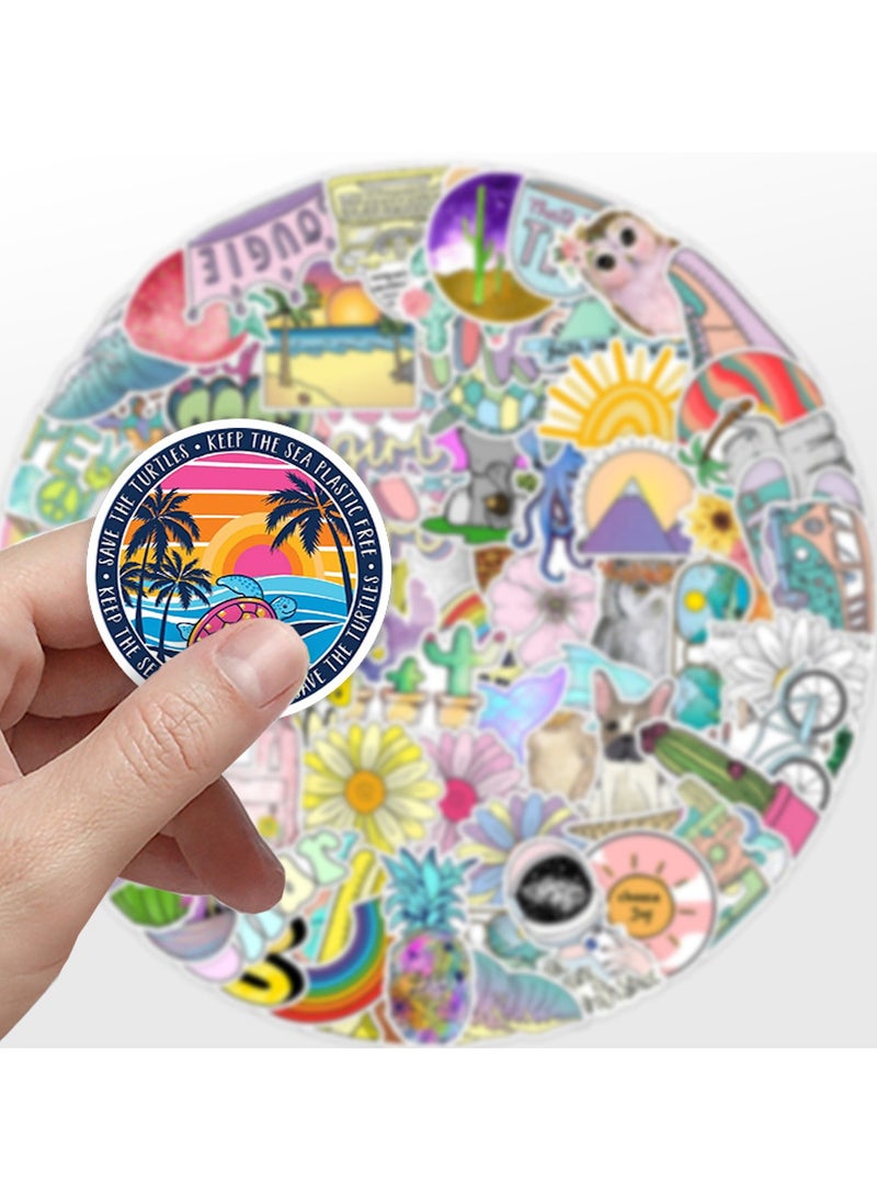 قوس قزح أورينبو 100 قطعة من ملصقات زجاجات المياه المصنوعة من الفينيل المقاومة للماء وملصقات الجمالية والكمبيوتر المحمول والهاتف وملصقات التزلج للأطفال والمراهقين والبالغين - Image 2