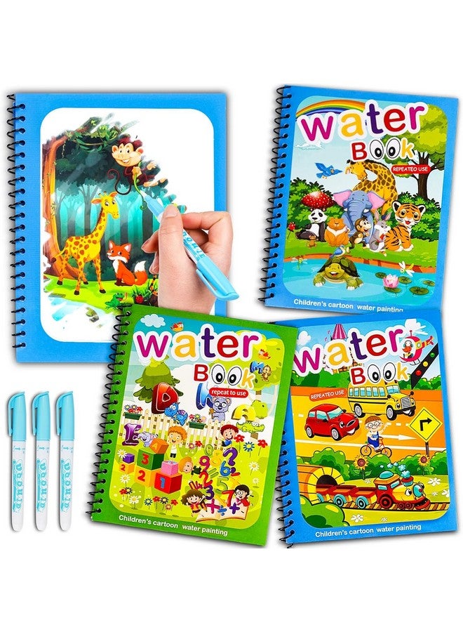 Funny Teddy 4pcs Reusable Magic Water Book for Kids 2-5years - Drawing Water Coloring Books for Kids - Magic Water Pen - Age 2-5 Years - Image 1