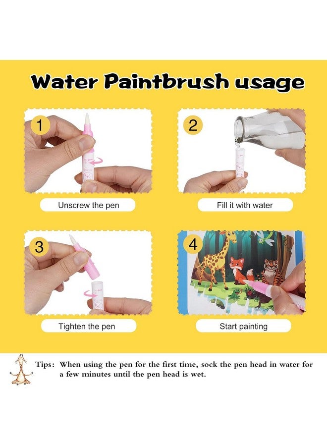 Funny Teddy 4pcs Reusable Magic Water Book for Kids 2-5years - Drawing Water Coloring Books for Kids - Magic Water Pen - Age 2-5 Years - Image 3