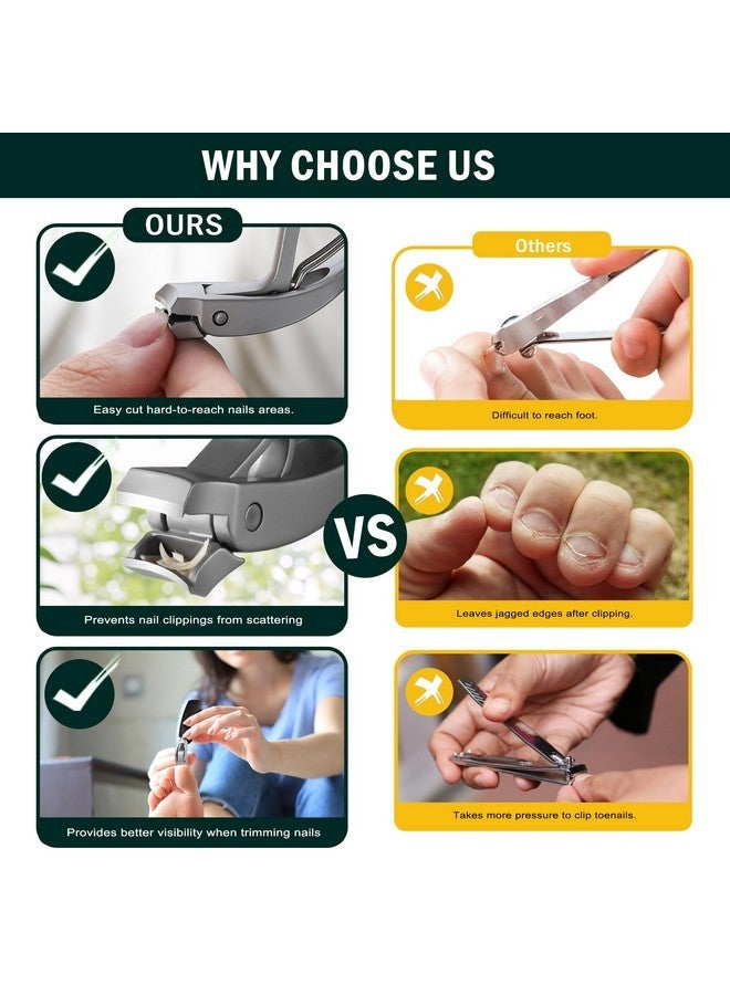 FVION Innovative Angled Head Toenail Clippers, Professional Ingrown Toe Nail Clippers For Thick Nails Seniors, Slanted Nail Clippers With Catcher, Pedicure Toenail Cutters Toenail Scissors  - Image 4
