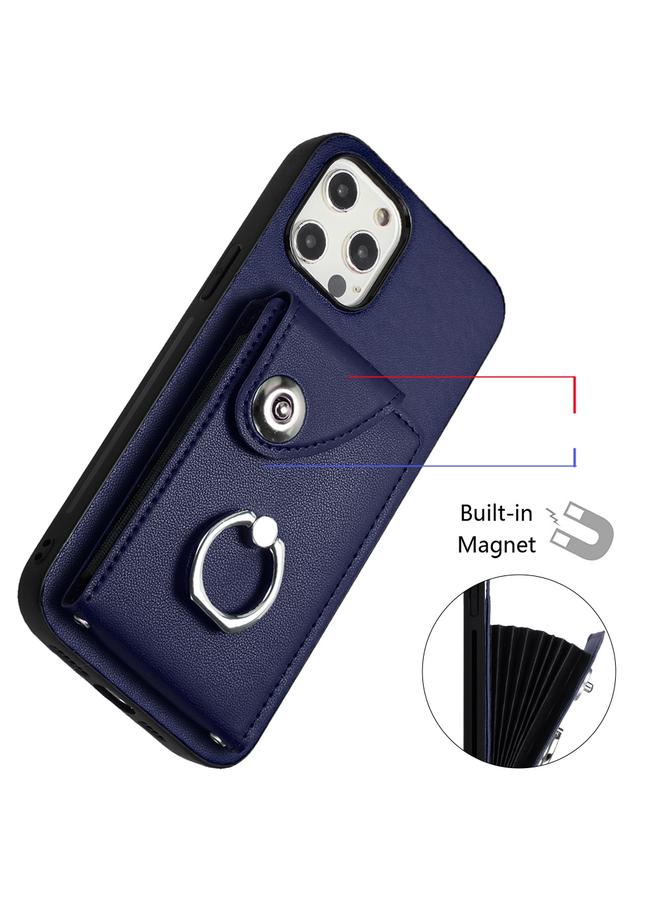 زبون حافظة لهاتف iPhone 12 Pro Max مع حامل بطاقات وحلقة وحافظة هاتف - Image 4