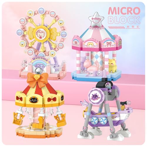 MEIEST 4 PCS Mini Amusement Park Building Blocks SetSimulation Architecture Collection Particle Construction Building Bricks Toy - Image 5