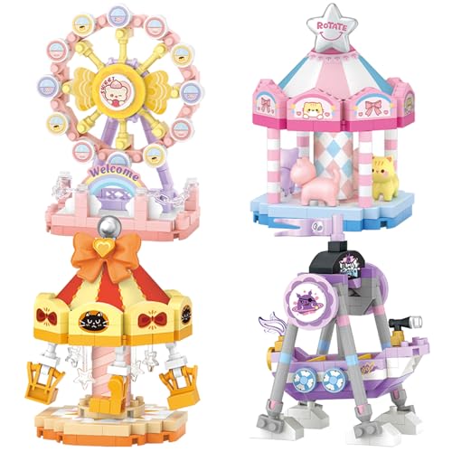MEIEST 4 PCS Mini Amusement Park Building Blocks SetSimulation Architecture Collection Particle Construction Building Bricks Toy - Image 1