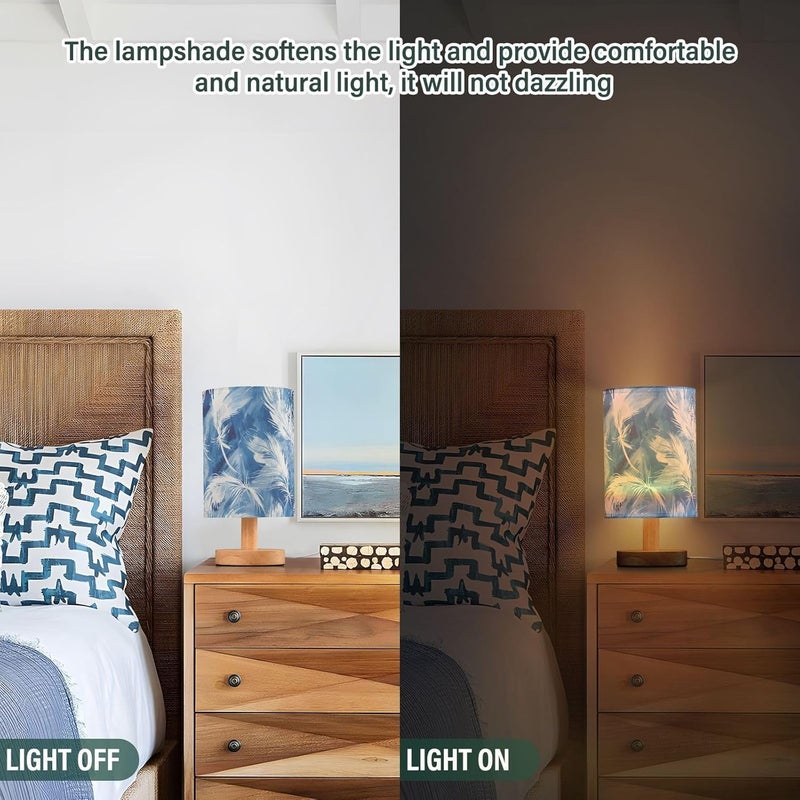 KLL Tie-dye Blue White Feathers End Table Lamp Lights for Night Vision for Candlestick Table Lamps for Boys Trendy de Noche para dormitorio - Image 5