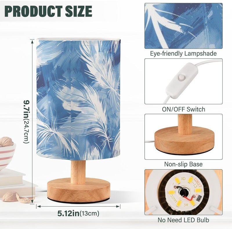 KLL Tie-dye Blue White Feathers End Table Lamp Lights for Night Vision for Candlestick Table Lamps for Boys Trendy de Noche para dormitorio - Image 3