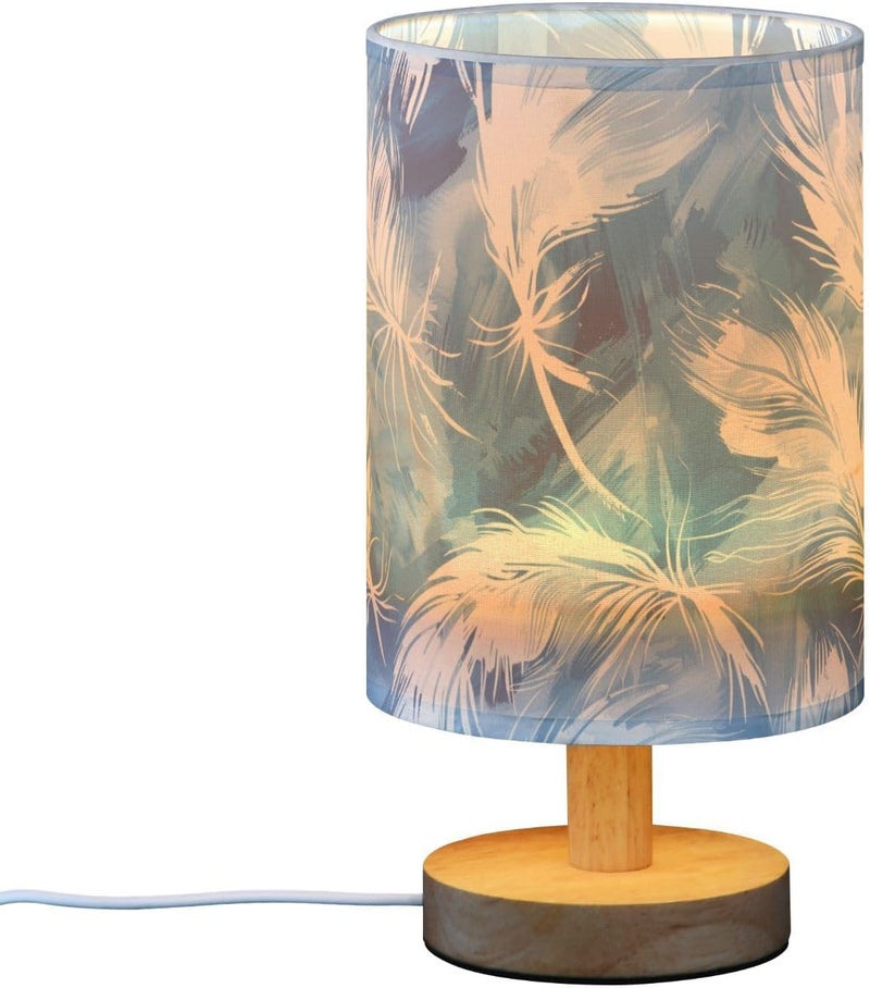 KLL Tie-dye Blue White Feathers End Table Lamp Lights for Night Vision for Candlestick Table Lamps for Boys Trendy de Noche para dormitorio - Image 2