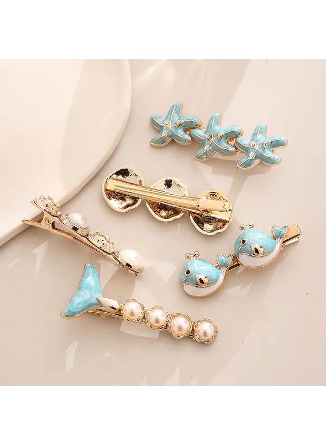Sea Blue Starfish Shell Hairpin Handmade Metal Hair Accessories For Women - Image 2