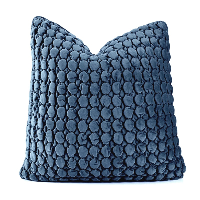 COCOPLOCEUS Throw Pillow Covers 18x18 Set of 2 Velvet Square Pillowcase Soft SkinFriendly Thickened Decorative Farmhouse Cushion Covers Soft Bubble Texture for Couch Sofa Bedroom Living RoomBlue