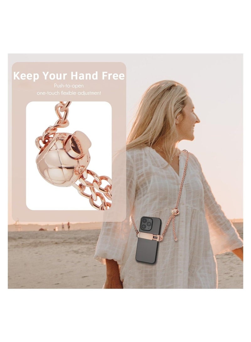 كابتن تيك Universal Cell Phone Lanyard, Adjustable Universal Cell Phone Strap, Metal Crossbody Phone Lanyard with Detachable Clip, Anti Theft Phone Tether, Compatible with Most Phone Models - Rose Gold - Image 4
