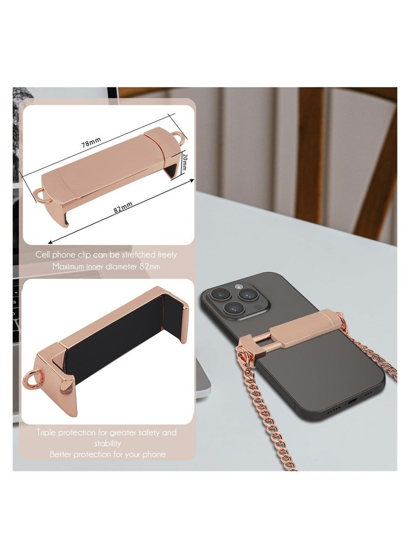 كابتن تيك Universal Cell Phone Lanyard, Adjustable Universal Cell Phone Strap, Metal Crossbody Phone Lanyard with Detachable Clip, Anti Theft Phone Tether, Compatible with Most Phone Models - Rose Gold - Image 3