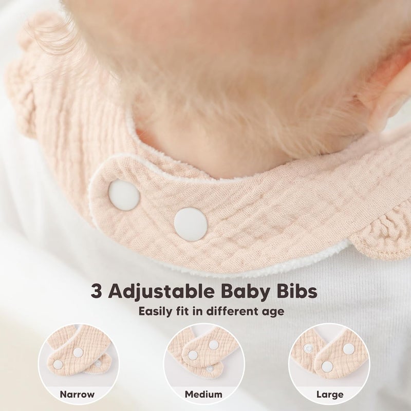 Bearmoss 8 Pack Muslin Baby Bibs for Drooling and Teething - Soft Ruffle Bandana Bibs for Newborns, Boys, and Girls - Image 5