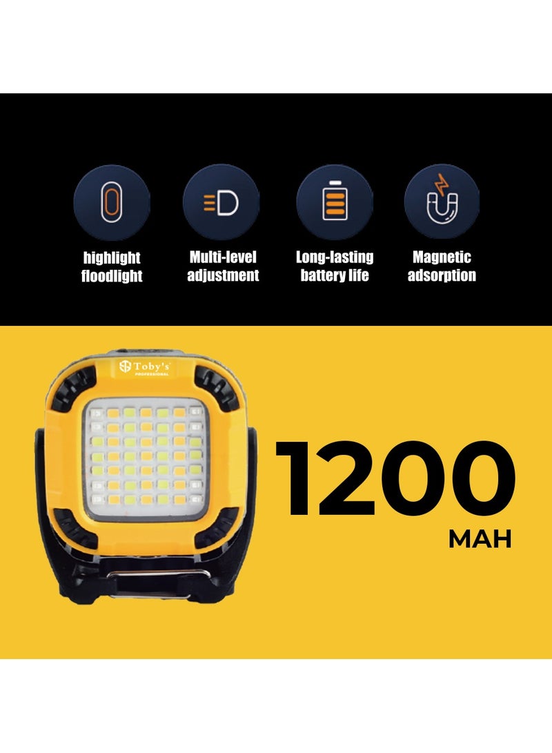 Toby's Toby’s CPL-T30 Rechargeable LED Floodlight High Brightness Long Battery Life Multi-Level Adjustment Durable Build Ideal for Outdoors - Image 2
