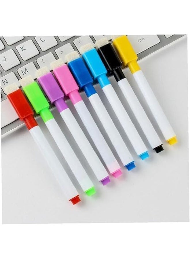 طقم أقلام سبورة بيضاء (Whiteboard Markers) - مجموعة من 8 ألوان زاهية - قابلة للمسح الجاف تماماً - مثالية للفصول الدراسية، المكاتب، ورسم الأطفال - Image 1
