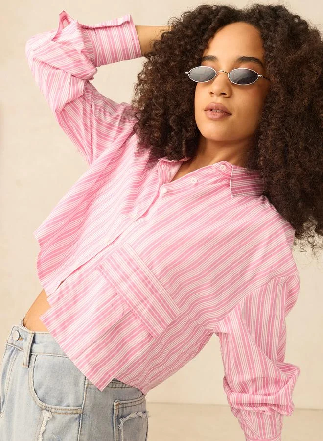 أوجيدر بلوزة بوكسي قصيرة بتفاصيل جيب كبير