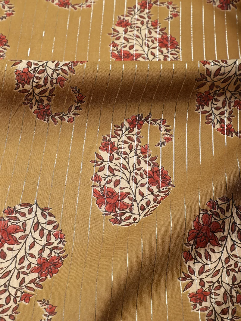 أيه كيه إس Mustard Gold Zari Stripe Fabric