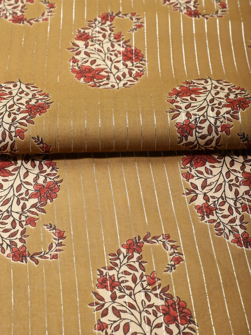 أيه كيه إس Mustard Gold Zari Stripe Fabric