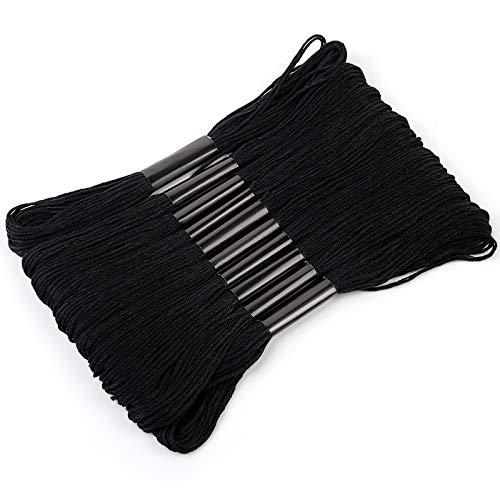 Dercuy 10 Skeins Embroidery Floss, Black Embroidery Thread, Friendship Bracelet String, Cross Stitch for DIY Making, Embroidery Crafts - Image 1