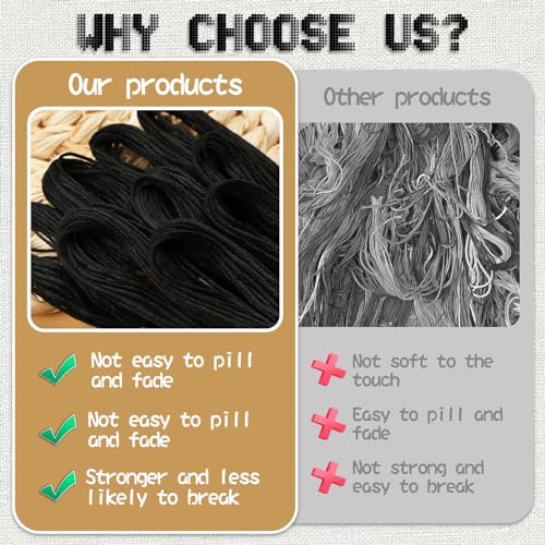 Dercuy 10 Skeins Embroidery Floss, Black Embroidery Thread, Friendship Bracelet String, Cross Stitch for DIY Making, Embroidery Crafts - Image 4