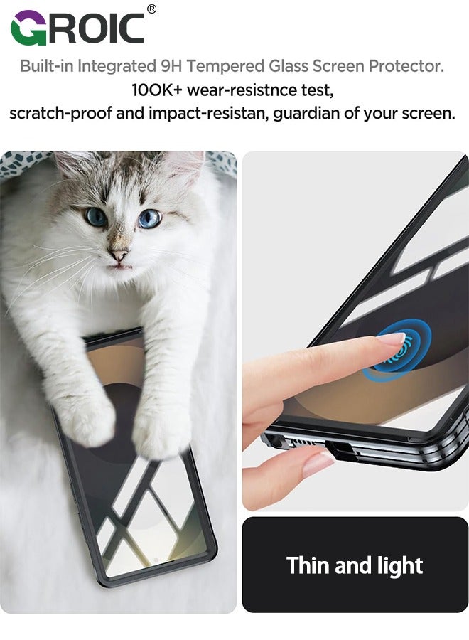 GROIC for Samsung Galaxy S25 Ultra Case, with Built-in HD Screen Protector Shockproof Anti Spy Magnetic Back Phone Cover for S25 Ultra 5G, Black - Image 2