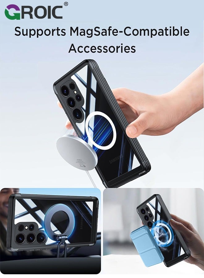 GROIC for Samsung Galaxy S25 Ultra Case, with Built-in HD Screen Protector Shockproof Anti Spy Magnetic Back Phone Cover for S25 Ultra 5G, Black - Image 3