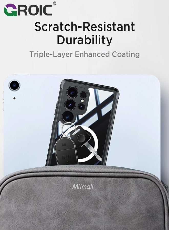 GROIC for Samsung Galaxy S25 Ultra Case, with Built-in HD Screen Protector Shockproof Anti Spy Magnetic Back Phone Cover for S25 Ultra 5G, Black - Image 5