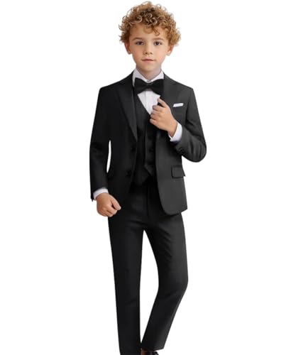 Addneo Boys Suits,Children's Formal Suits for Toddler Boy Silm Fit Suit Black Size 2T - Image 1