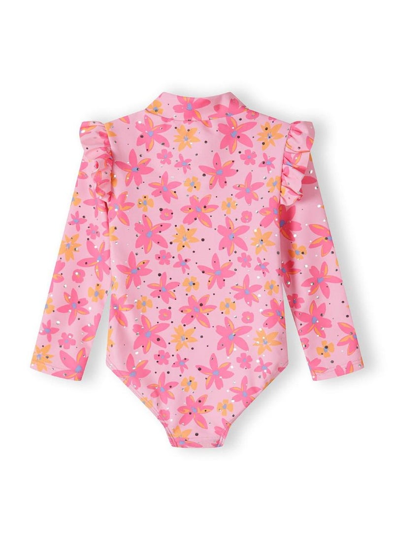 MINOTI Girls' Long Sleeve One-Piece Swimsuit with Front Zip  - Image 2