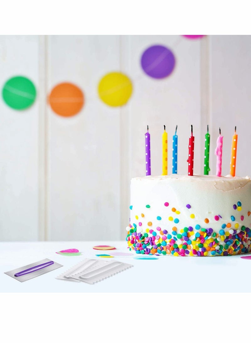 Zikra Cake Scraper Decorating Comb Set,  Stainless Steel Icing Smoother Comb Cake Edge Smoother Cream Scraper Cake Pastry Cutter for Kitchen Baking Mousse Butter Cream Cake Decoration, 3 Pieces - Image 2