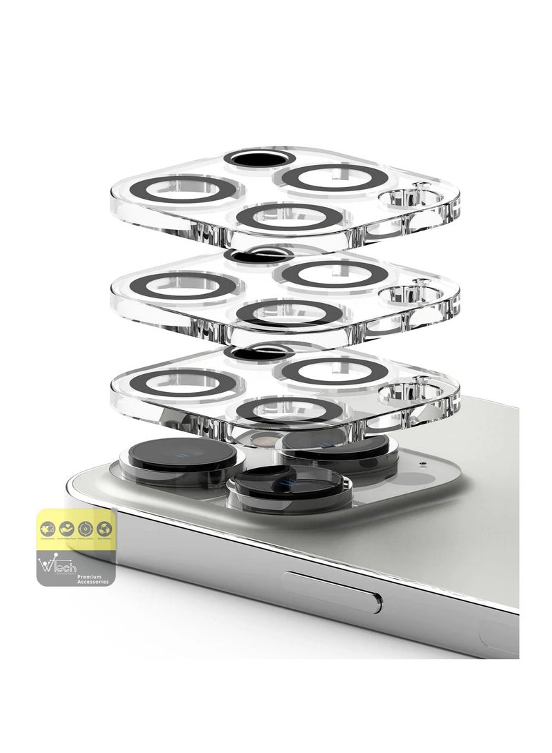 Wtech Premium Camera Lens Protector Shield For Apple iPhone 15 Pro 2023 Clear/Black  - Image 3