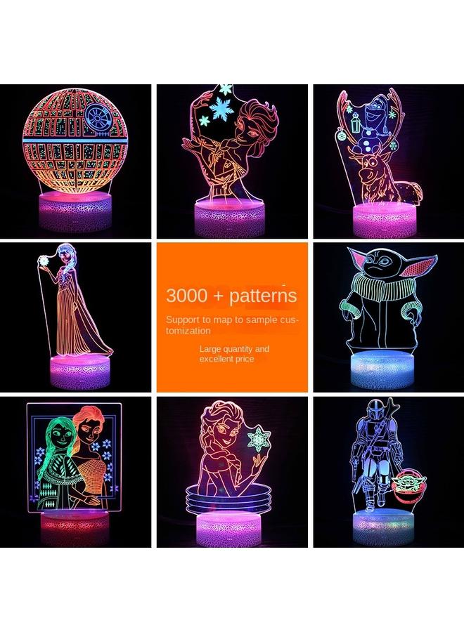 Bluejw 3D Night Light Cartoon Animation Dynamic Tri-color Acrylic Bedside Lamp Remote Control Creative LED Table Lamp - Image 3