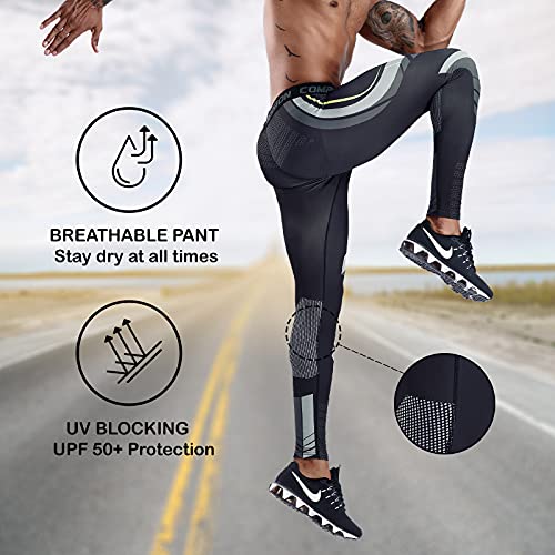 OEBLD Compression Pants Men UV Blocking Running Tights 1 or 2 Pack Gym Yoga Leggings for Athletic Workout - Image 4