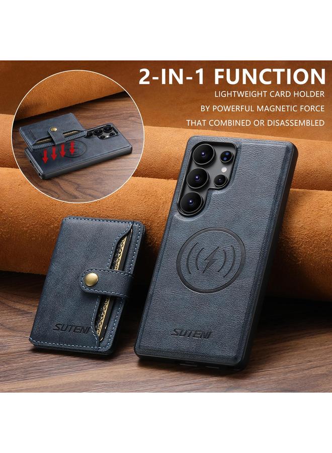 Suteni Case For Samsung Galaxy S25 Ultra 5G M4 Magnetic Card Bag MagSafe Leather Phone Case - Image 2
