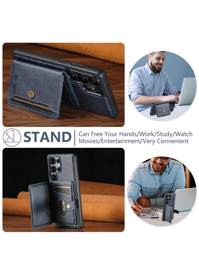 Suteni Case For Samsung Galaxy S25 Ultra 5G M4 Magnetic Card Bag MagSafe Leather Phone Case - Image 4