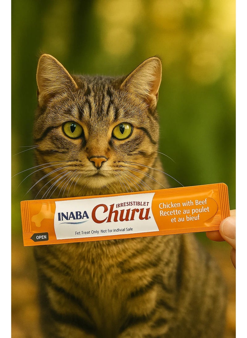 INABA 5 packs Cat Treats – Chicken with Beef Recipe (5 pcs × 14g) - Image 1
