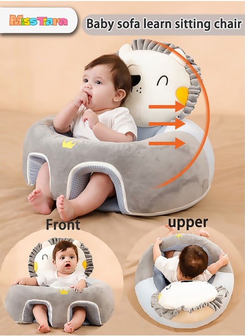 Baby Sofa, Baby Sitting Support Seat Sofa, Infant Learning Chair Head Protect Breathable Crystal Fabric, Feather Cotton Filling, Perfect Toddler Gift to Learn to Sit