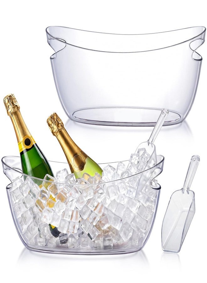 OBTANIM 2 Pack Clear Acrylic Ice Buckets Large Champagne Drink Cooler Storage Ice Tub with Scoops for Beer Cocktails Wine Beverage Home Parties Bar Cooling Supplies - Image 1